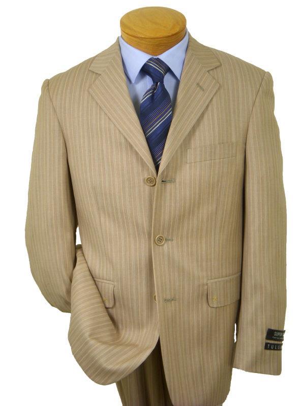 Tulliano 152 100% Wool Boy's Suit - Stripe - Camel