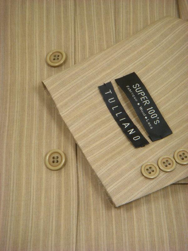 Tulliano 152 100% Wool Boy's Suit - Stripe - Camel