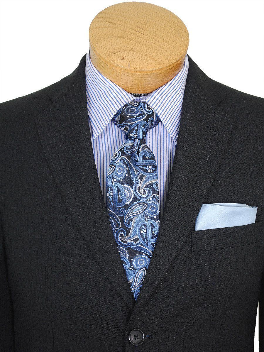 Tallia Purple 16177 80% Wool/ 20% Polyester Boy's Suit - Tonal Stripe - Black