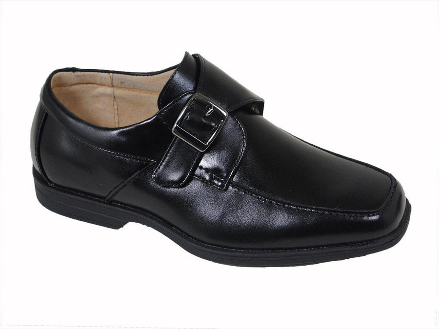 Florsheim 16519 Black Boy's Dress Shoes - Monk Strap - Moc Toe - Leather