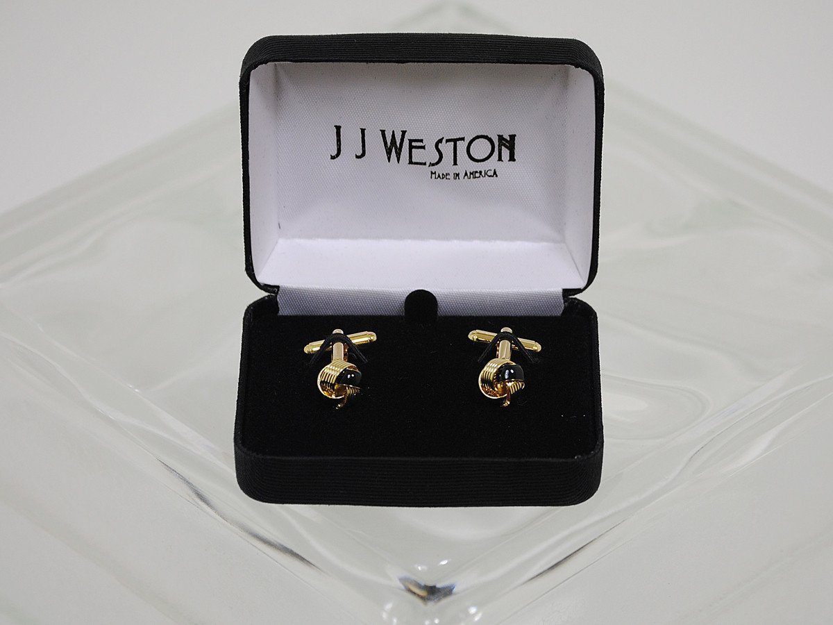 JJ Weston 16575 Cufflinks - Knot - Gold Onyx