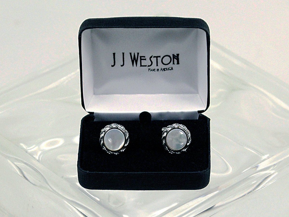 Boy's Cuff Links 16580 Silver/Pearl