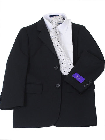 Image of Tallia 16583 65% Polyester/35% Rayon Boy's Suit - Solid Gabardine - Black
