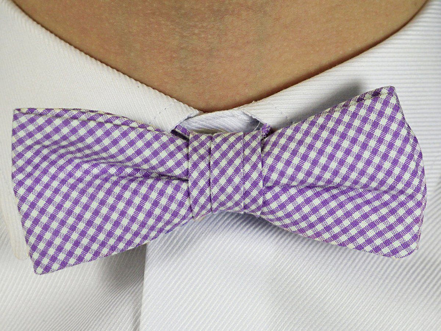 Boy's Bow Tie 16601 Lavender/White Check