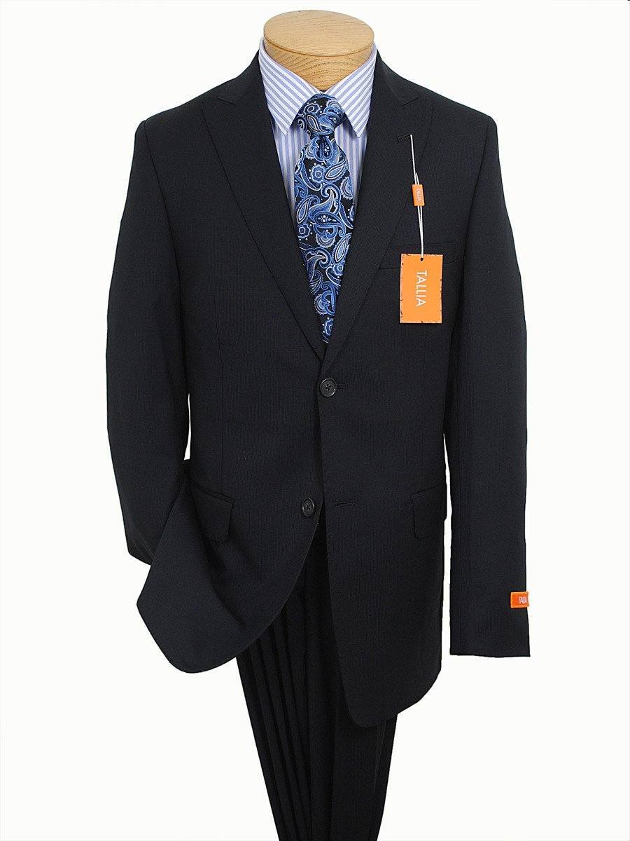 Tallia 16645 Black Boy's Suit - Tonal Stripe - 100% Tropical Worsted Wool - Peak Lapel - Pick Stitching - Lined