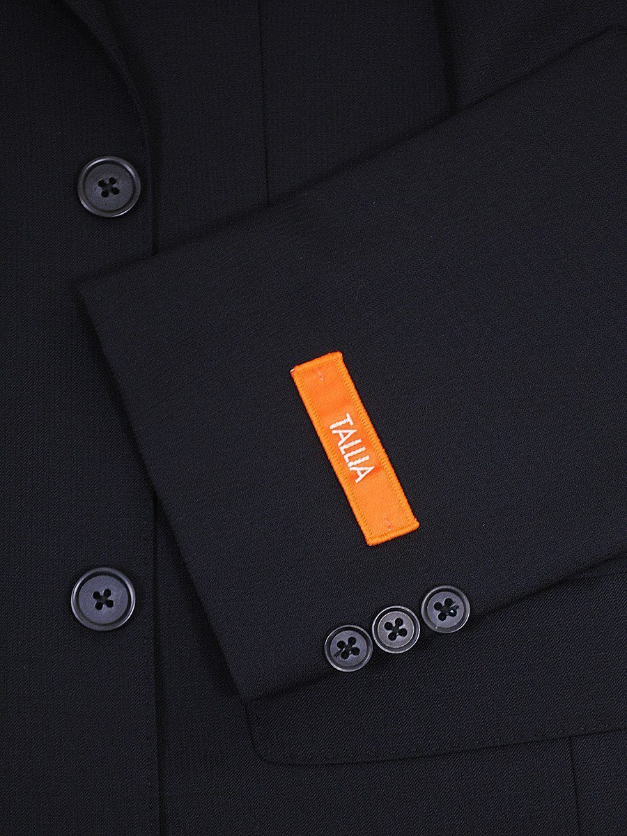 Tallia 16645 Black Boy's Suit - Tonal Stripe - 100% Tropical Worsted Wool - Peak Lapel - Pick Stitching - Lined
