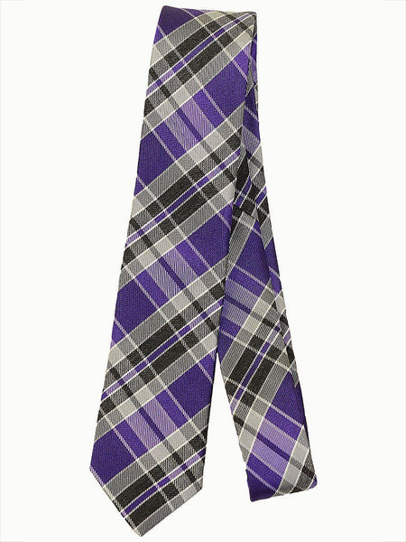 Heritage House 10965 100% Woven Silk Boy's Tie - Stripe - Burgundy/Grey/Black