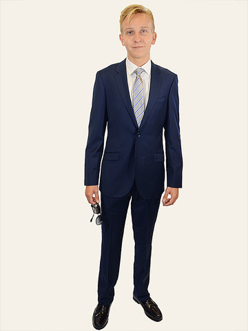 Image of Trend by Maxman 17298 American Blue Skinny Fit Young Man's Suit Separate Jacket  - Solid Gabardine - 100% Tropical Worsted Super 140 Wool - Lined