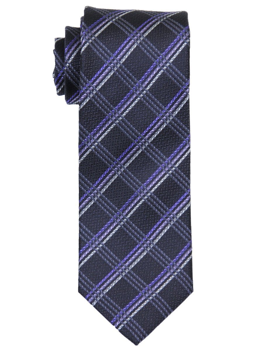 Heritage House 17442 100% Woven Silk Boy's Tie - Plaid - Grey/Purple Boys Tie Heritage House