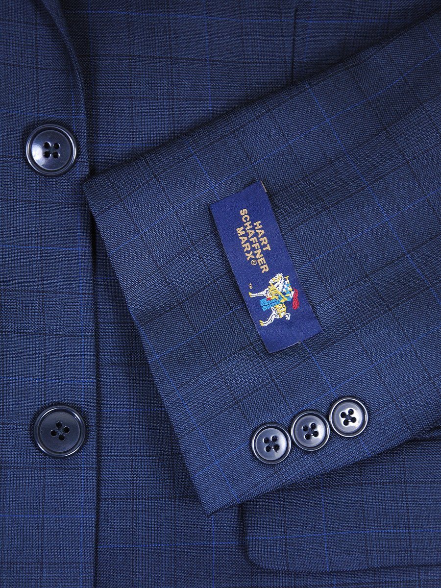 Hart Schaffner Marx 17579 Blue Boy's Suit - Glen Plaid - 100% Tropical Worsted Wool - Lined Boys Suit Hart Schaffner Marx