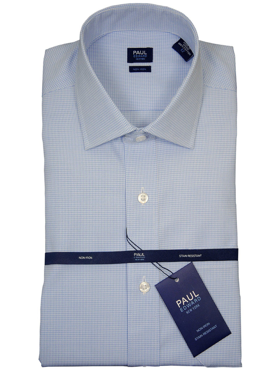 Paul Edward 17735 100% Cotton Boy's Dress Shirt - Check - Light Blue, Long Sleeve Boys Dress Shirt Paul Edward 