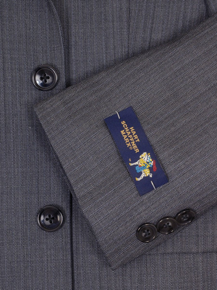 Hart Schaffner Marx 17759 100% Tropical Worsted Wool Boy's 2-Piece Suit - Tonal Herringbone with Blue accent - Gray, 2-Button Single Breasted Jacket, Plain Front Pant Boys Suit Hart Schaffner Marx