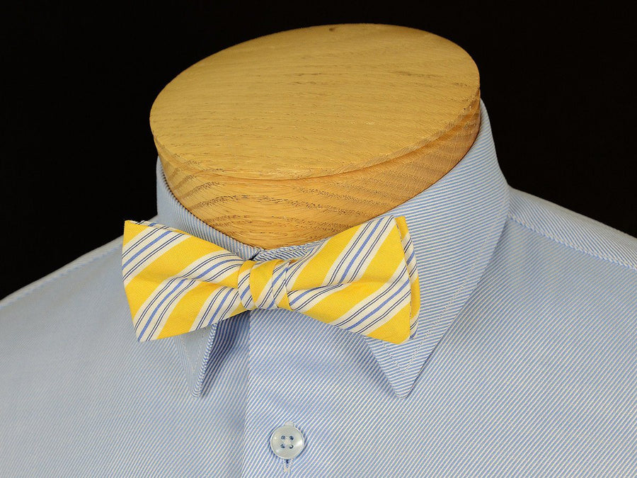 Boy's Tie 17808 Yellow/Blue Stripe Boys Bow Tie High Cotton 