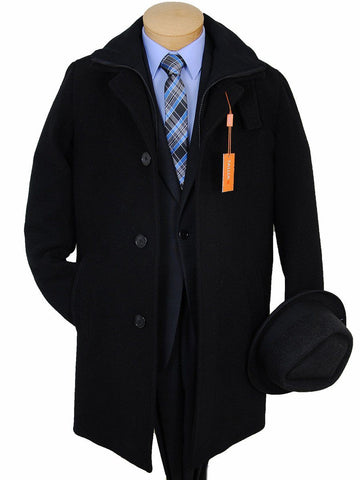 Image of Boys Overcoat - Tallia - Black Wool Melton Boys Overcoat Tallia 