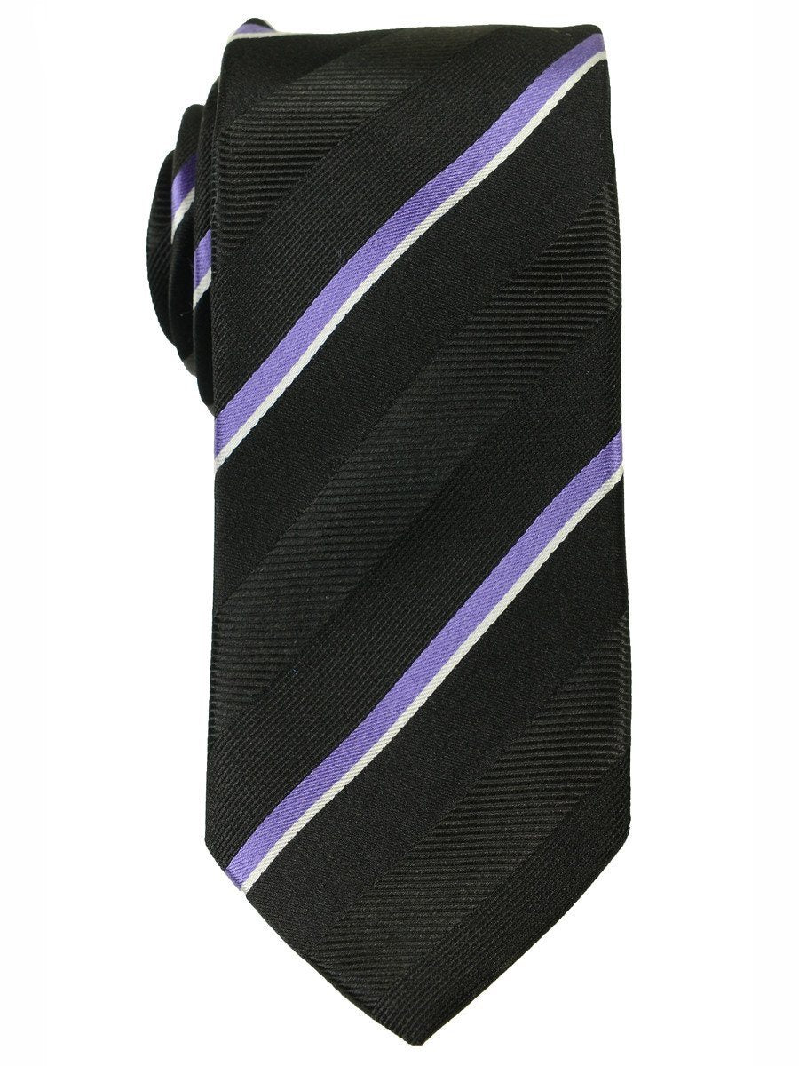 Heritage House 18179 100% Woven Silk Boy's Tie - Stripe - Black/Purple Boys Tie Heritage House 