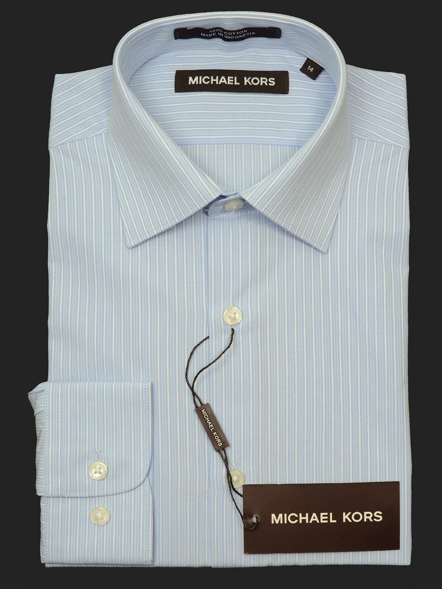 Michael Kors 18705 100% Cotton Boy's Dress Shirt - Stripe - Blue/White, Long Sleeve Boys Dress Shirt Michael Kors