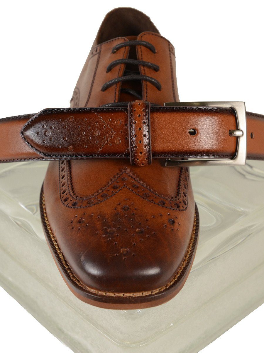 Florsheim 18730 100% Genuine Leather Boy's Belt - Full Grain With Wing Tip Tail - Saddle Tan Boys Belt Florsheim