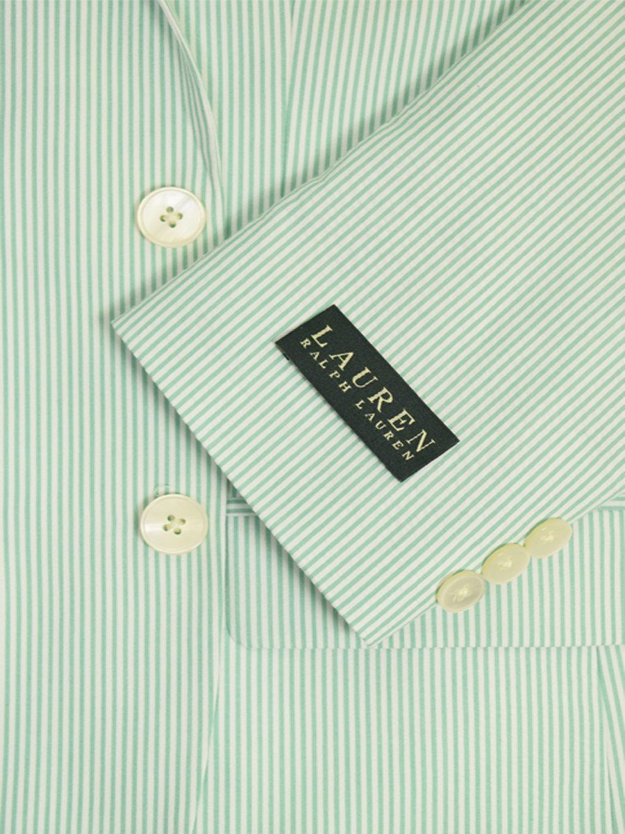 Lauren Ralph Lauren 18949 100% Cotton Boy's Suit Separate Jacket - Seersucker Stripe - Green/White, 2-Button Single Breasted Boys Suit Separate Jacket Lauren