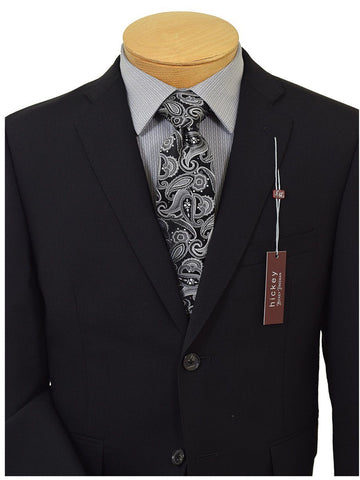 Image of Hickey Freeman 19047 98% Wool / 2% Elastane Boy's 2-Piece Suit - Solid Black- 2-Button Single Breasted Jacket, Plain Front Pant Boys Suit Hickey 