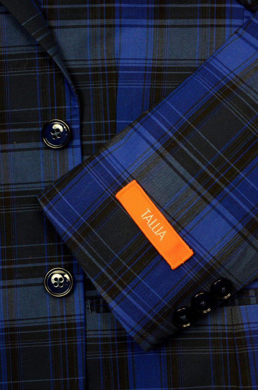Tallia Orange 19053 100% Cotton Boy's Sport Coat - Plaid- Blue, 2-Button Single Breasted Boys Sport Coat Tallia