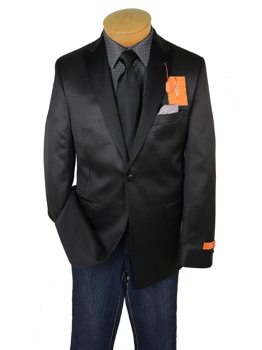 Tallia Orange 19058 85% Polyester / 15% Rayon Boy's Dinner Jacket Sport Coat - Satin Tonal Dot - Black, 2-Button Single Breasted Boys Sport Coat Tallia 