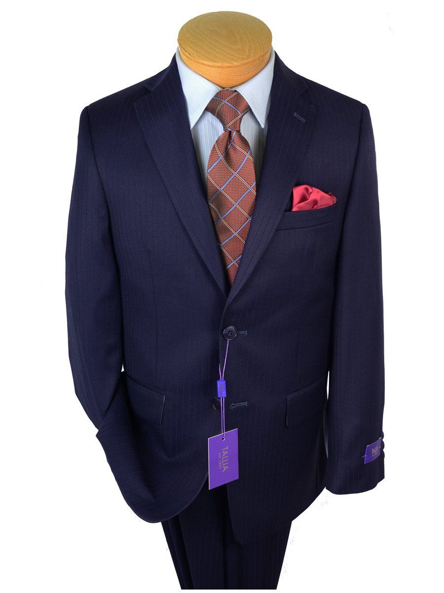 Tallia Purple 19108 65% Wool/ 35% Polyester Boy's 2-Piece Suit - Tonal Stripe - Navy, 2-Button Single Breasted Jacket, Plain Front Pant Boys Suit Tallia 