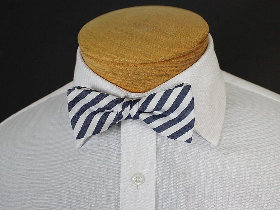 Boy's Bow Tie 19253 Navy/White Stripe Boys Bow Tie High Cotton 