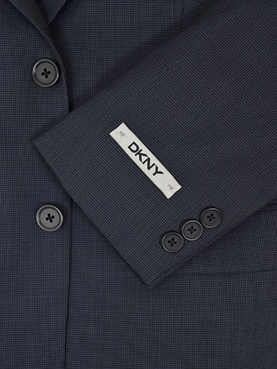 DKNY 19423 100% Wool Boy's 2-Piece Suit - Mini Check - 2- Button Single Breasted Jacket, Plain Front Pant Boys Suit DKNY