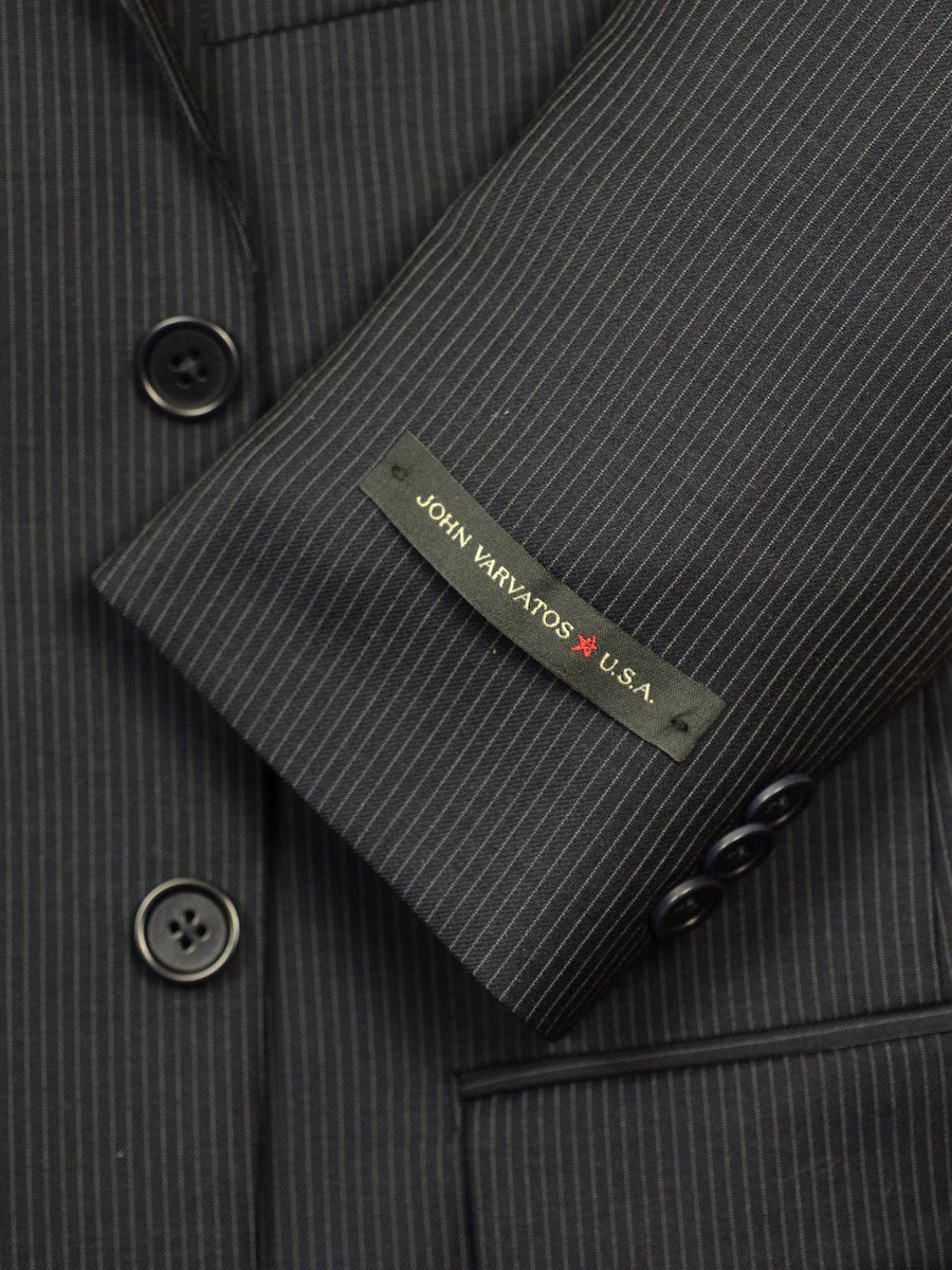 John Varvatos 19563 100% Wool Boy's 2-Piece Suit - Stripe - Navy, 2-Button Single Breasted Jacket, Plain Front Pant Boys Suit John Varvatos