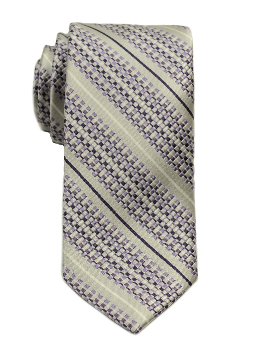 Heritage House 19760 100% Woven Silk Boy's Tie - Neat - Silver/Purple Boys Tie Heritage House