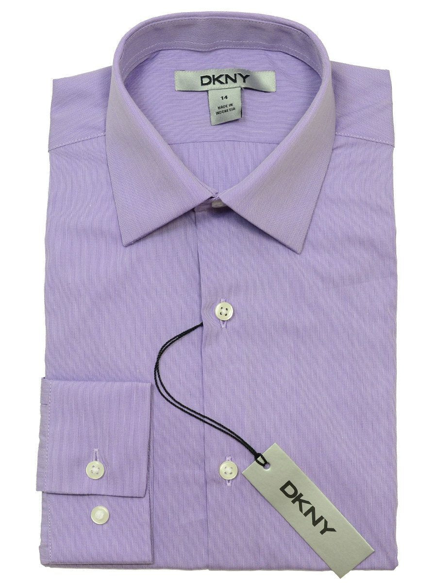DKNY 20340 100% Cotton Boy's Dress Shirt - Hairline Solid - Purple, Long Sleeve Boys Dress Shirt DKNY