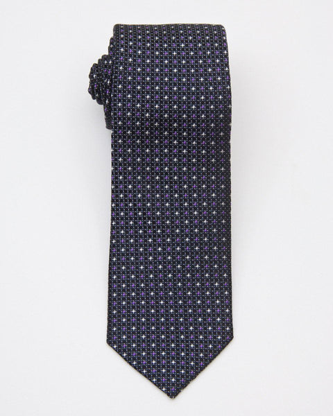 Heritage House 26617 100% Silk Boy's Tie - Neat - Purple/Navy main image 0