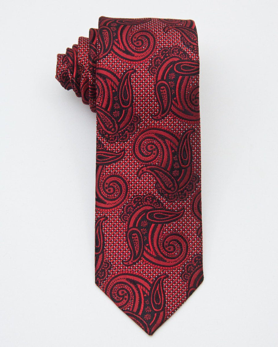 Heritage House 20722 100% Silk Woven Tie - Paisley - Red/Black, Wool blend lining Boys Tie Heritage House 