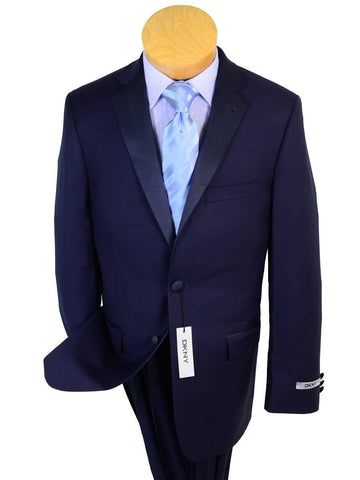 Image of DKNY 20815 100% Wool Boy's 2-piece Suit - Tuxedo - Navy, 2-Button Single Breasted Jacket, Plain Front Pant Boys Tuxedo DKNY 