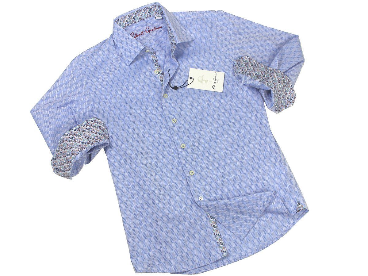 Boy's Sport Shirt 21287 Blue Jaquard Check Boys Sport Shirt Robert Graham