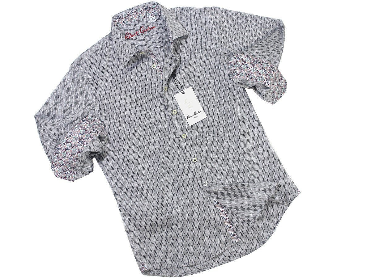 Boy's Sport Shirt 21292 Grey Jaquard Check Boys Sport Shirt Robert Graham