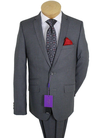 Image of Tallia 21514 73% Polyester/ 27% Rayon Boy's Suit - Skinny Fit - Stripe - Gray Boys Suit Tallia 