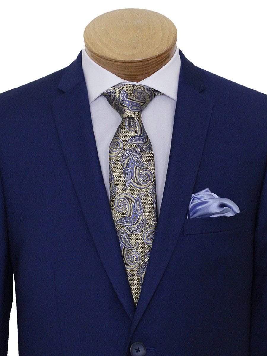 Tallia 21521 68% Polyester/ 32% Rayon Boy's Suit - Solid Gabardine - Blue Boys Suit Tallia 