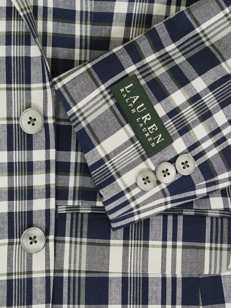 Lauren Ralph Lauren 21542 100% Cotton Boy's Sport Coat - Plaid - Navy/Cream Boys Sport Coat Lauren