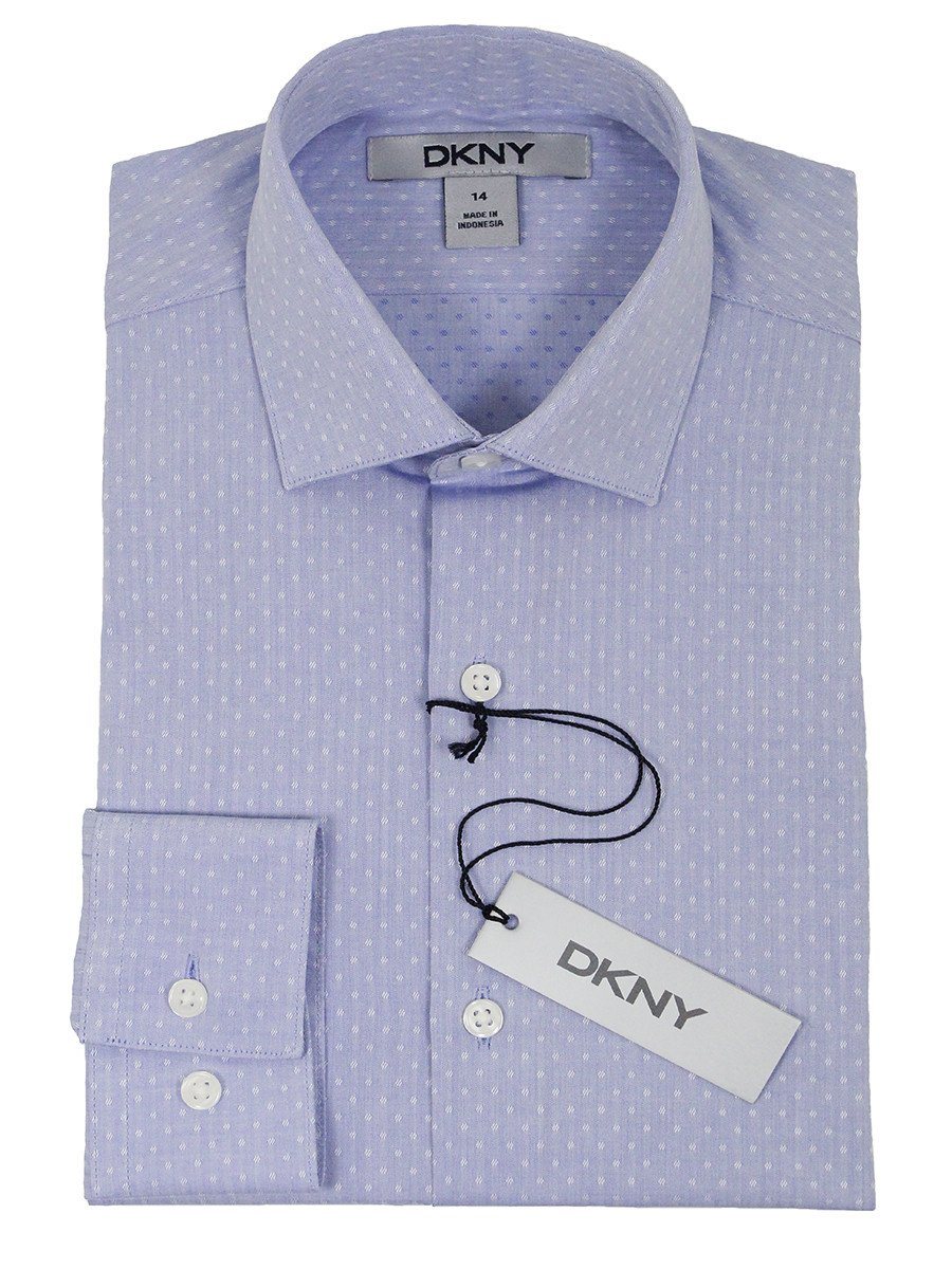 DKNY 21643 100% Cotton Boy's Dress Shirt - Dot - Light Blue Boys Dress Shirt DKNY