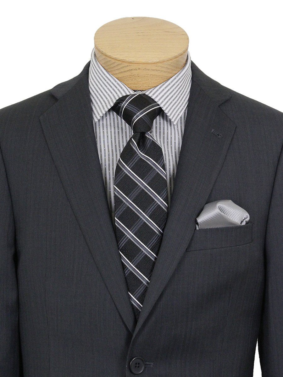 DKNY 21648 100% Wool Boy's Suit - Tonal Stripe - Black / Charcoal Boys Suit DKNY 