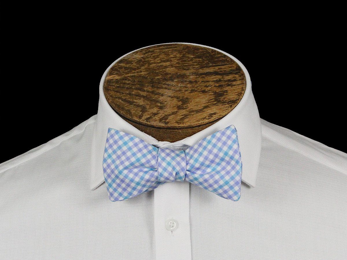 Boy's Bow Tie 21666 Blue/White Check Boys Bow Tie High Cotton