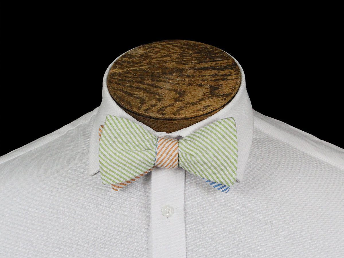 Boy's Bow Tie 21669 Multi-color Seer Sucker Stripe Boys Bow Tie High Cotton