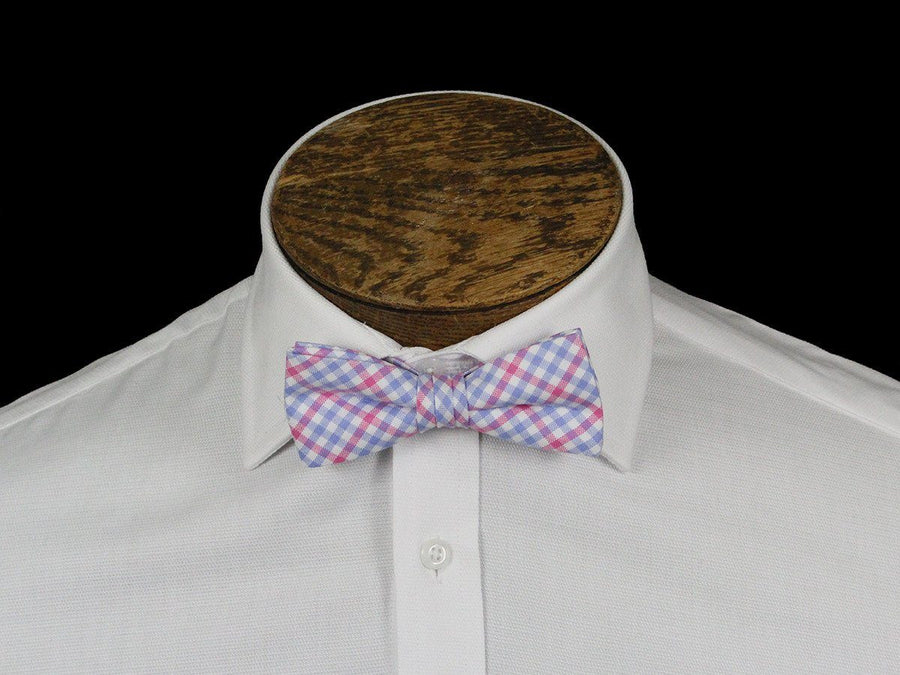 Boy's Bow Tie 21672 Pink/Blue Check Boys Bow Tie High Cotton 