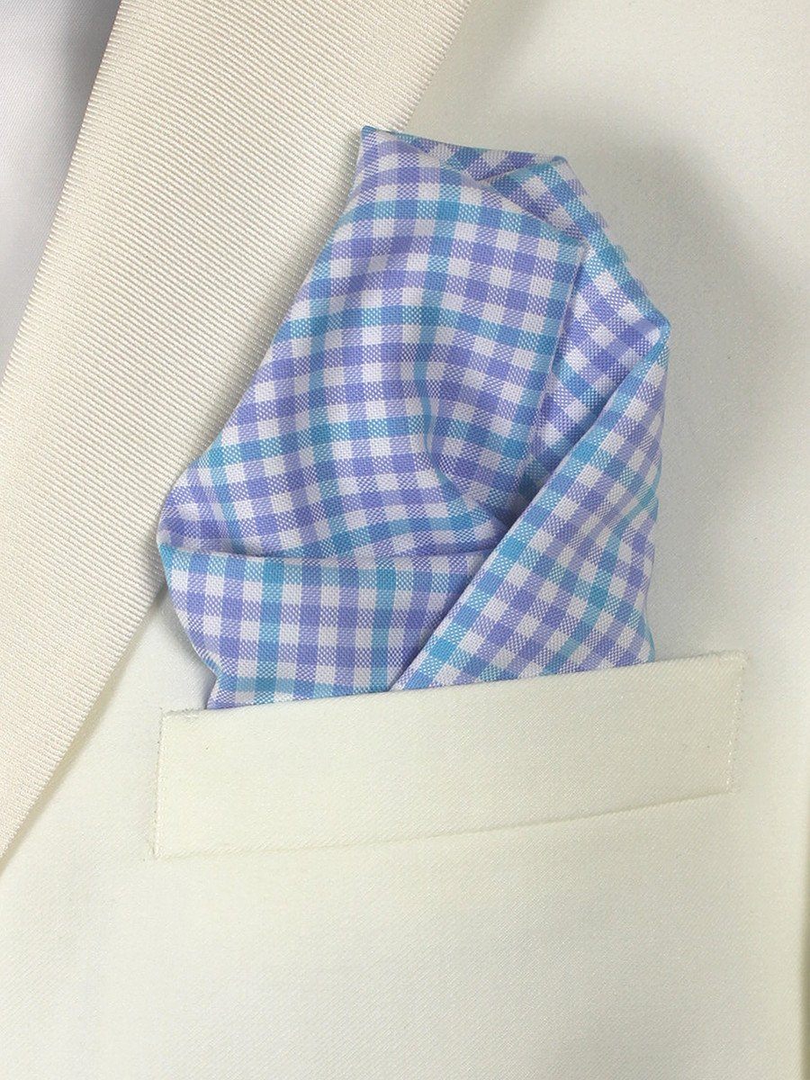 Boy's Pocket Square 21676 Blue/White Check Boys Pocket Square High Cotton