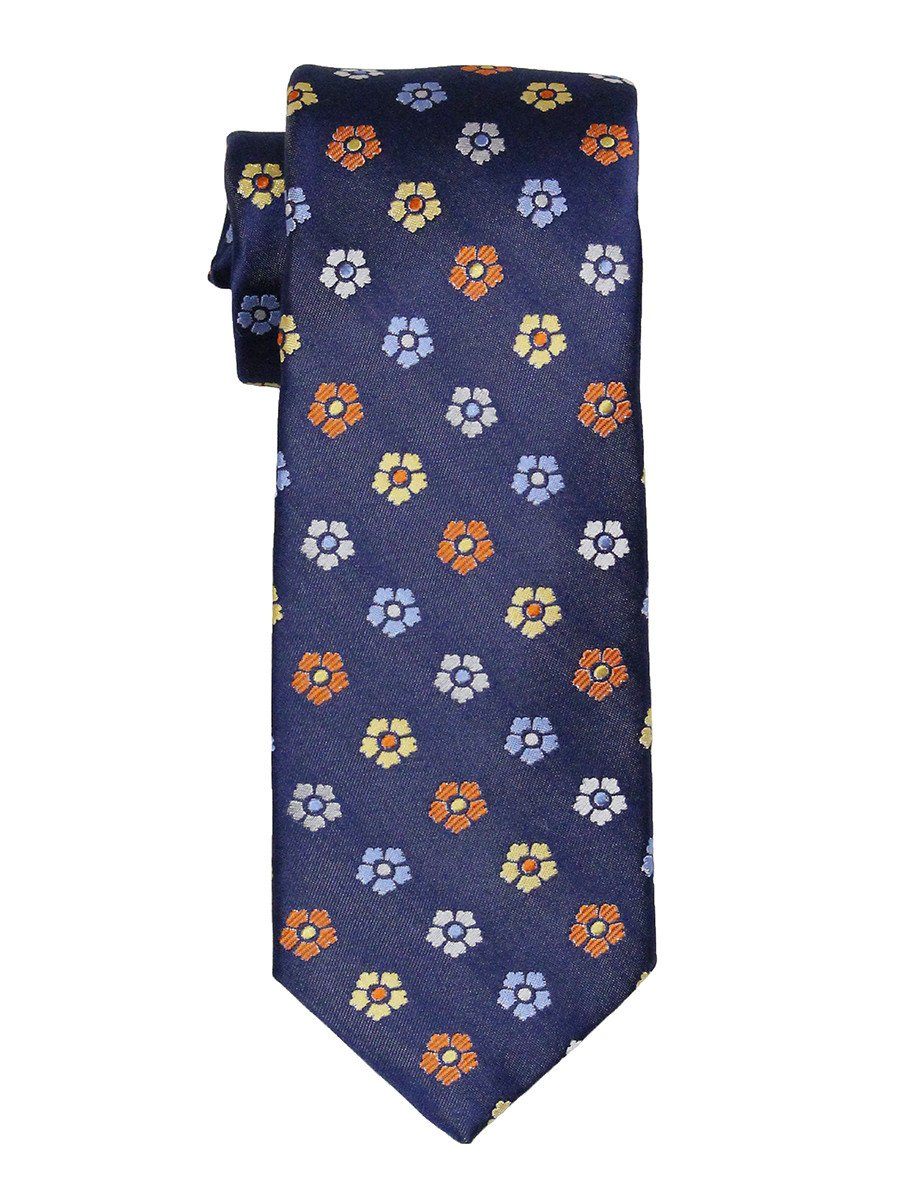 Heritage House 21843 100% Woven Silk Boy's Tie - Flower - Navy Boys Tie Heritage House