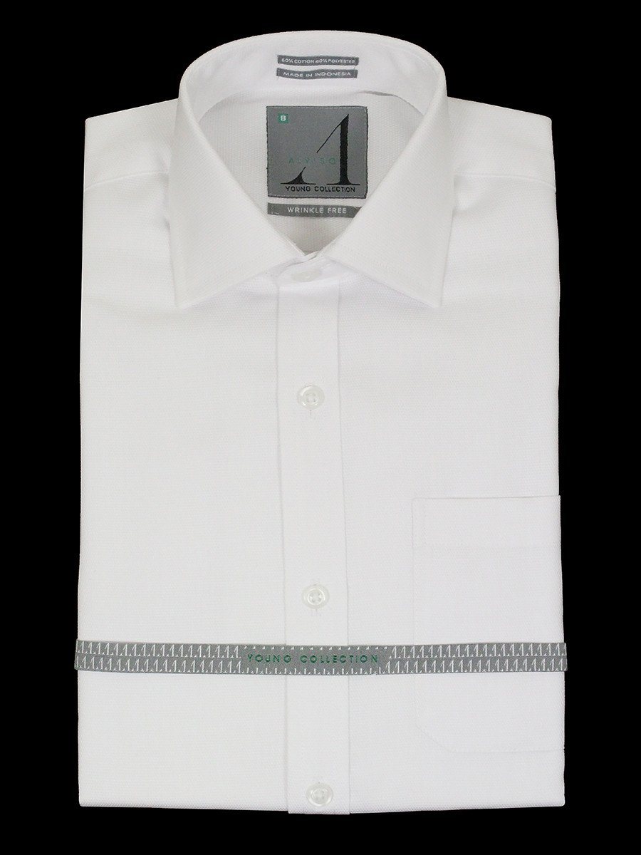 Boys Dress Shirts by Alviso in White - Wrinkle Free Tonal Weave Boys Dress Shirts by Alviso in White - Wrinkle Free Tonal Weave