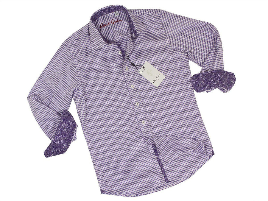 Boy's Sport Shirt 22297 Lavender Houndstooth Boys Sport Shirt Robert Graham 