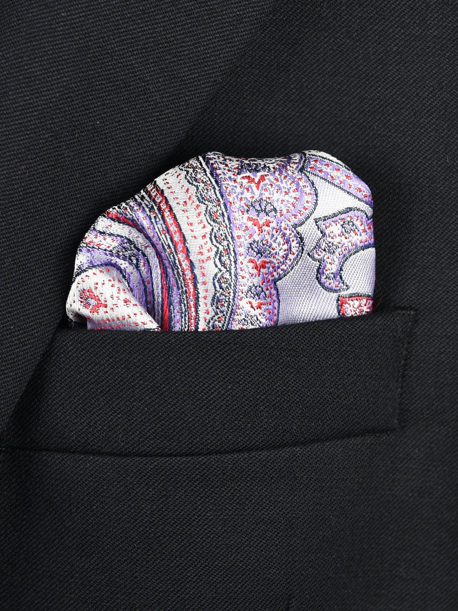 Boy's Pocket Square 22381 Lilac/Red Paisley Boys Pocket Square Heritage House 