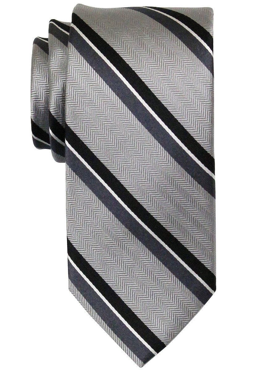 Heritage House 22383 100% Woven Silk Boy's Tie - Stripe - Black/Silver Boys Tie Heritage House